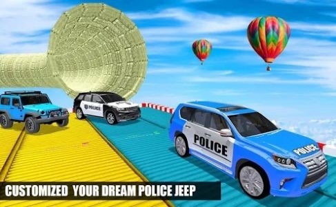 Police Spooky Jeep Stunt Game吉普特技